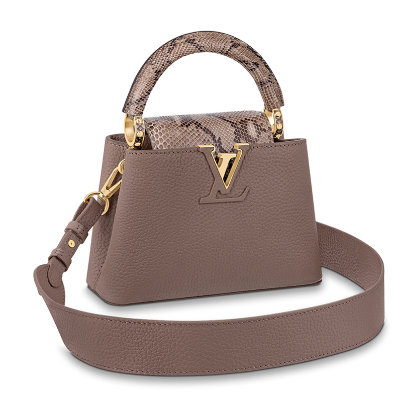 Louis Vuitton CAPUCINES MINI Taurillon Leather Bag N80041 Taupe Gray